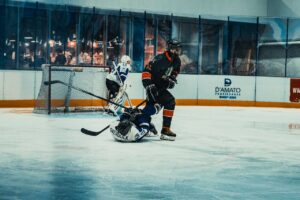 An athlete sustaining an ice hockey injury.